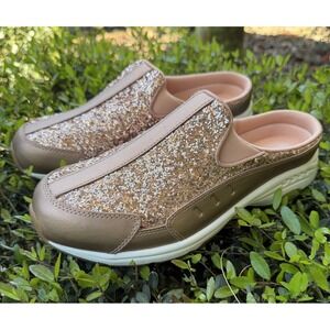 NWOT Easy Spirit Travelsparkle Pink Glitter Slip-on Clogs 10W Arch Support